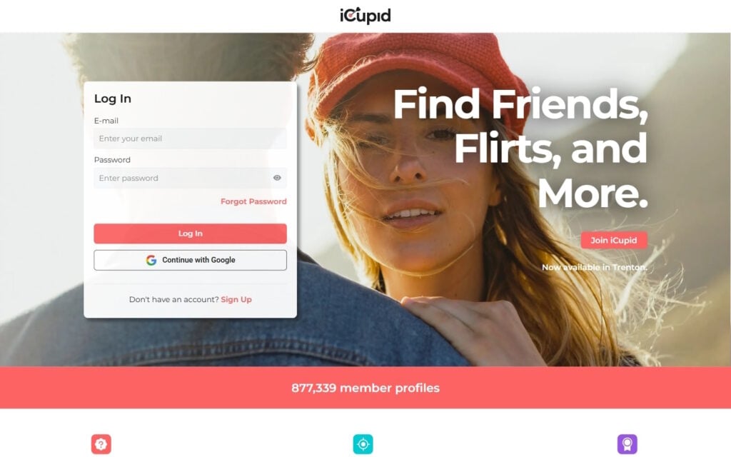 Review iCupid.com landing page