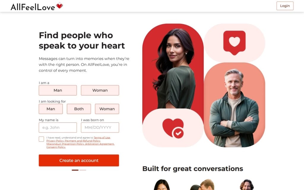 AllFeelLove.com landing page