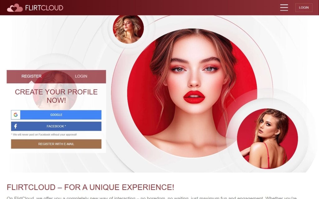 FlirtCloud.com landing page