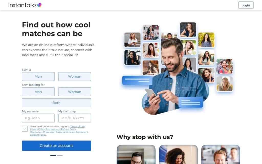 InstanTalks.com landing page