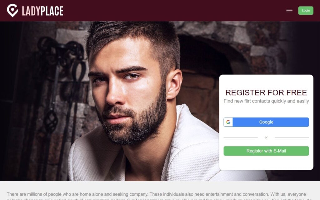 LadyPlace.com landing page
