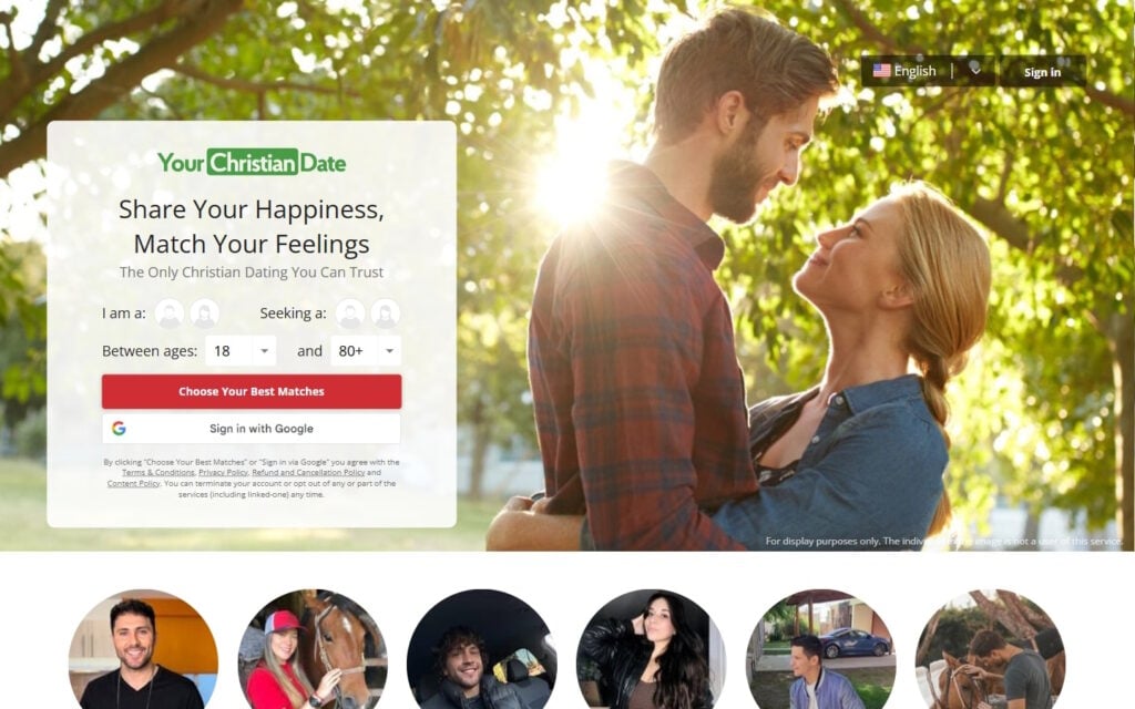 Review YourChristianDate.com landing page