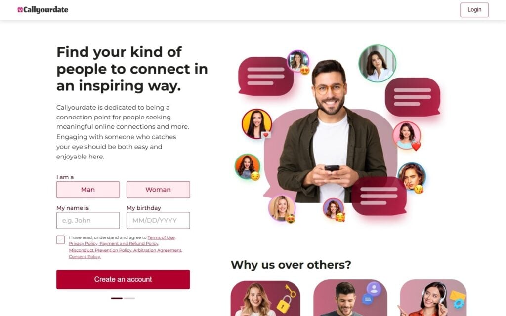 Review CallYourDate.com landing page