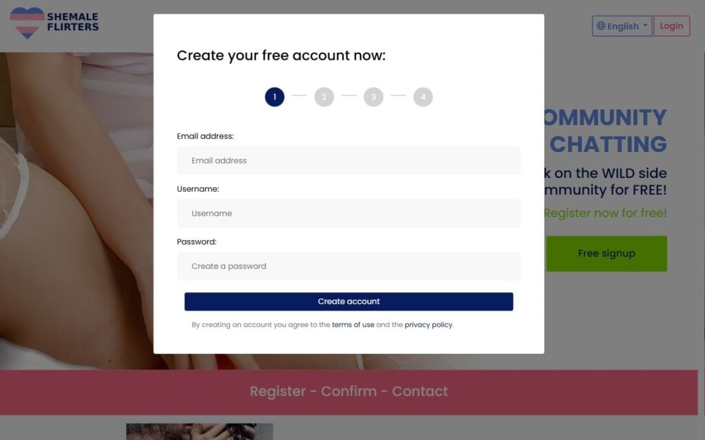 Review ShemaleFlirters.com registration