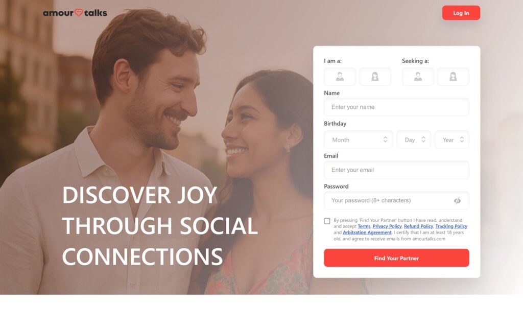 AmourTalks.com - Landing page