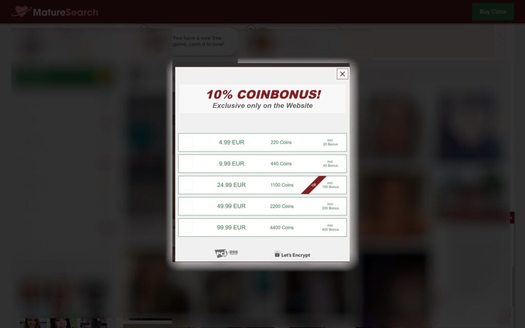 MatureSearch.com - costs