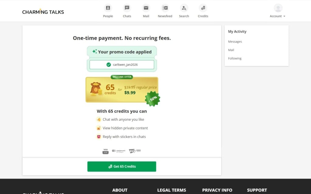 CharmingTalks.com costs