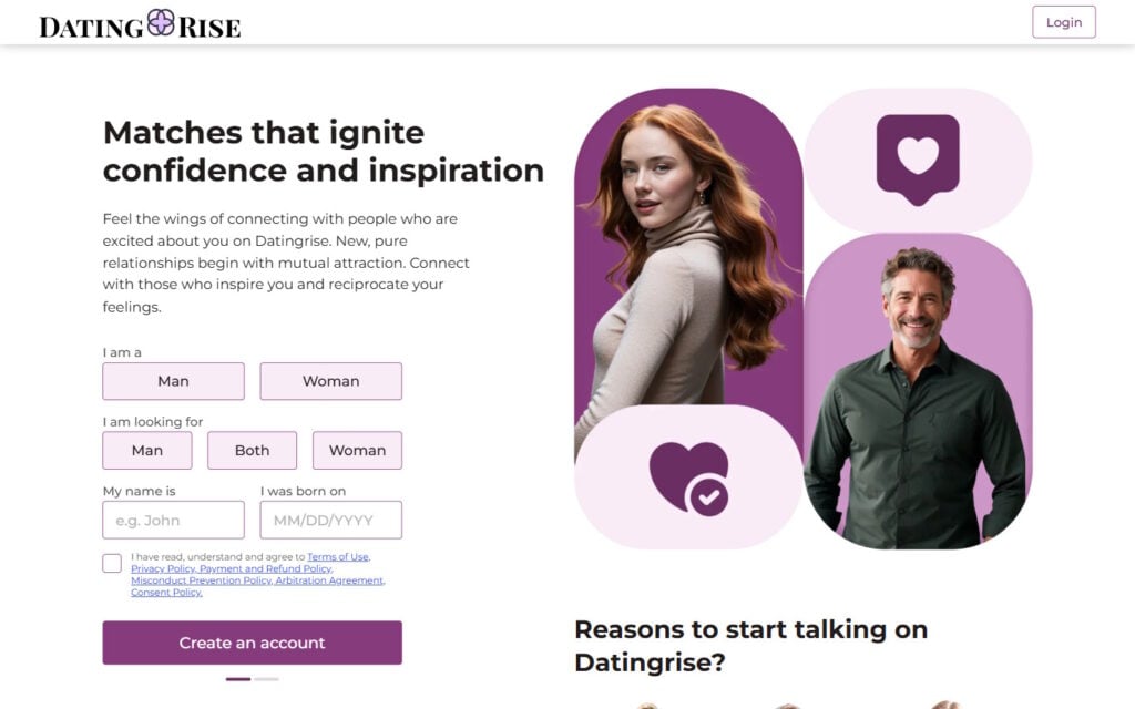 Review DatingRise.com landing page