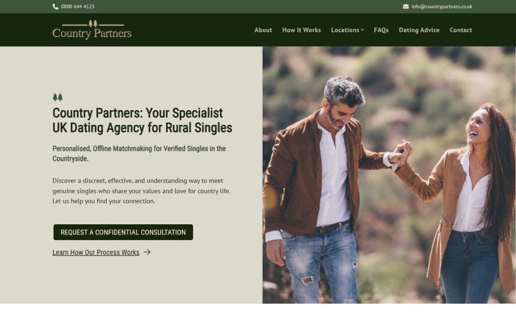 Review CountryPartners.co.uk landing page