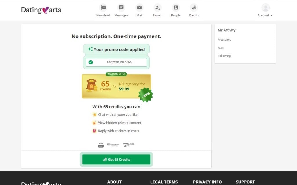 Review DatingArts.com costs