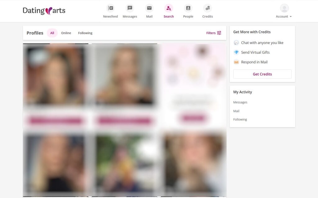 Review DatingArts.com member area