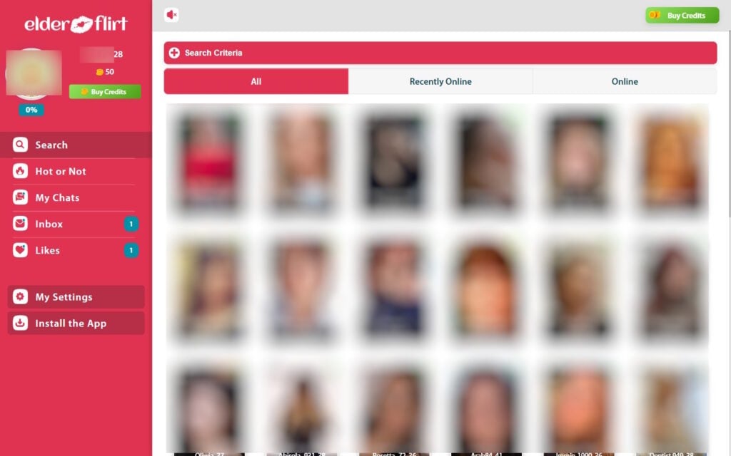 Review ElderFlirt.com member area