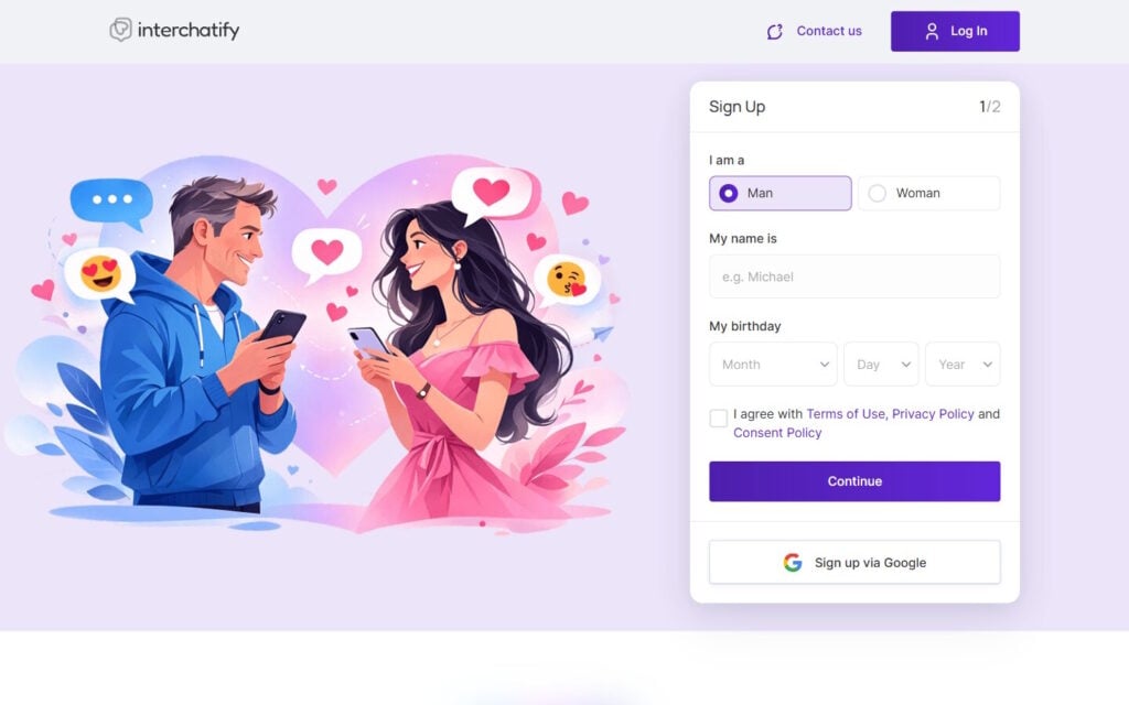 Review InterChatify.com landing page
