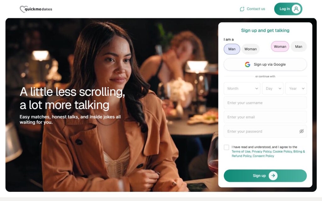 Review QuickMeDates.com landing page