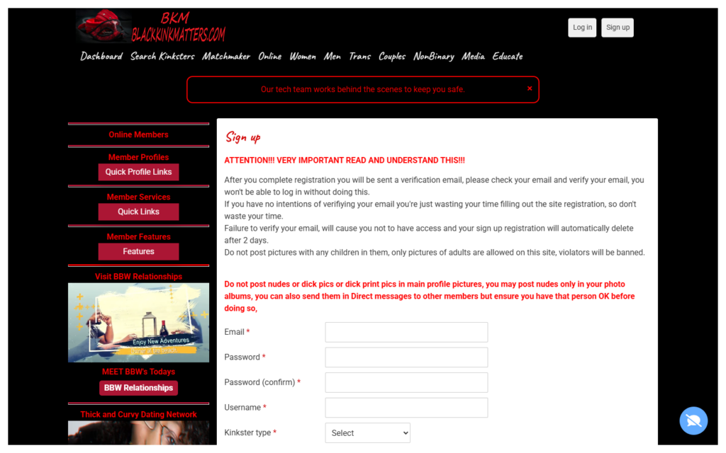 Review BlackKinkMatters.com registration