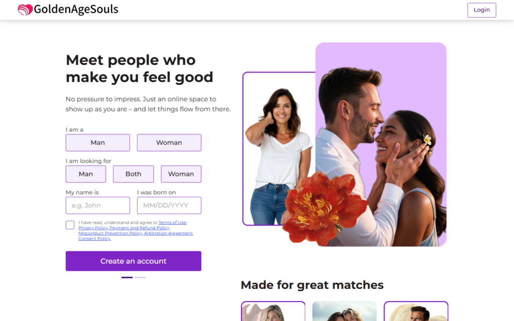 Review GoldenAgeSouls.com landing page