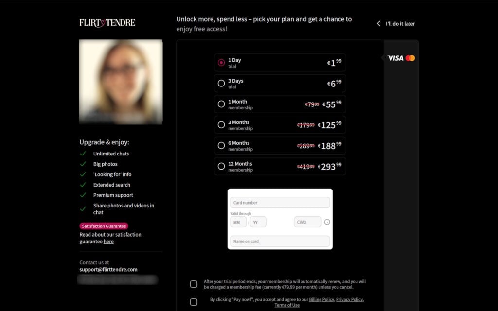 Flirttendre.com costs