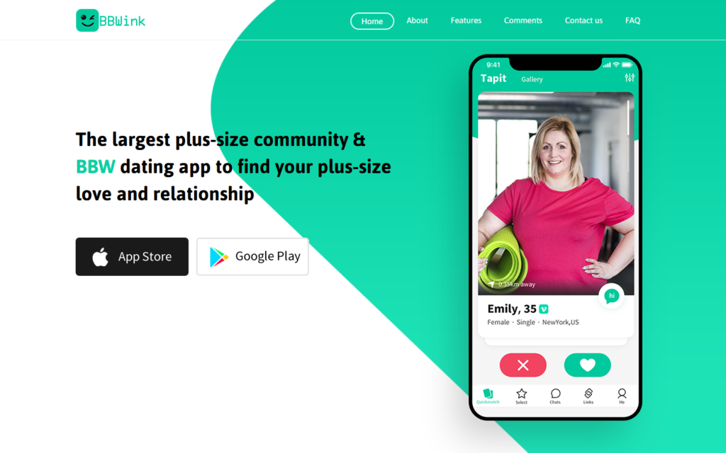 Review BBWinkDating.com landing page