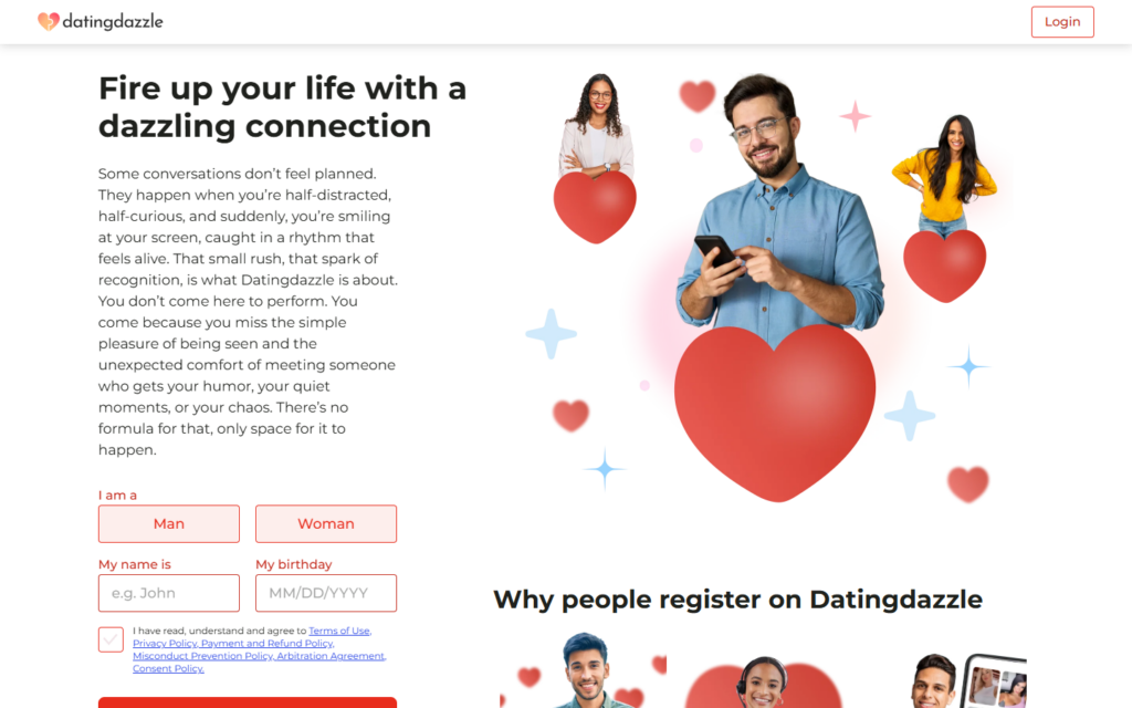 Review DatingDazzle.com landing page